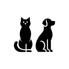 Fototapeta premium Simple black silhouette icons of a sitting cat and dog side by side