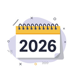 Calendar with year 2026 on modern design background  