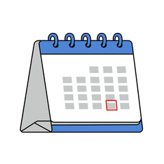 Calendar with spiral binding showing marked date in red box  