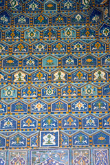 Samarkand , Uzbekistan 20 October, 2024: registan square pattern of diffrent tiles