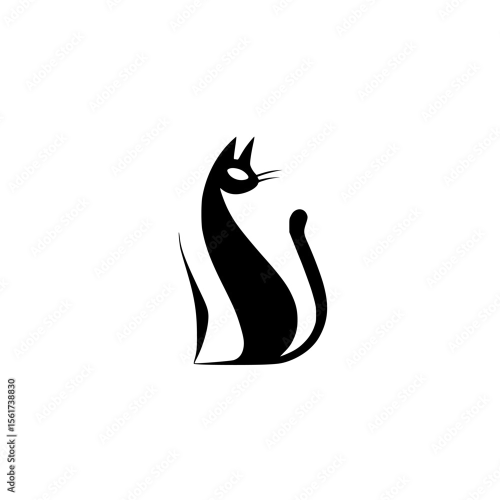 Aufkleber silhouette pictogram of a cat showcasing elegant posture and style against a clean white background 
