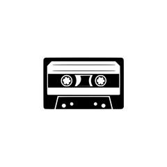 Obraz premium Silhouette pictogram of a cassette tape representing retro music culture and nostalgia in a modern digital world