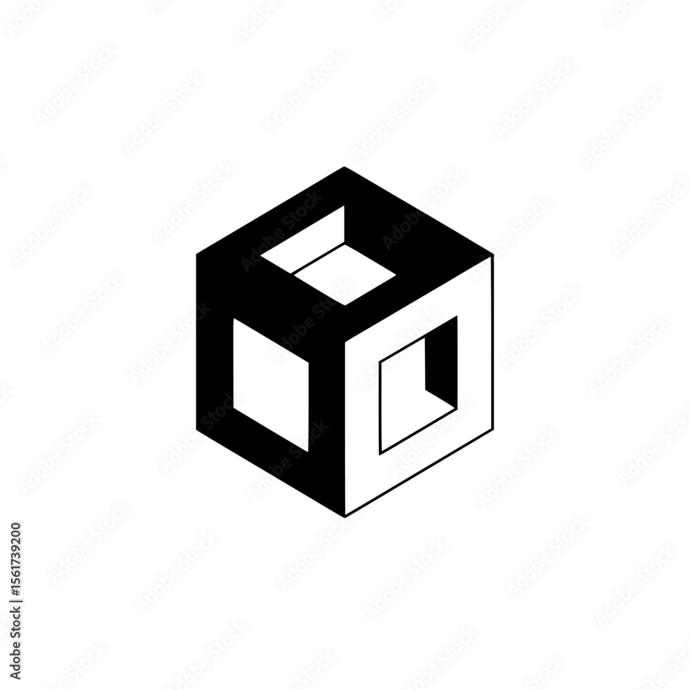 Poster creative geometric cube silhouette icon set displayed in isolated format for design projects and gra