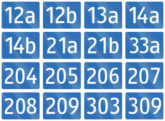 Collection of Signs of Bundesstrassen (Federal Roads) in Austria