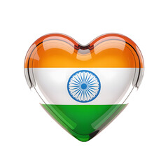 India Flag in 3D Glass Heart Symbol	