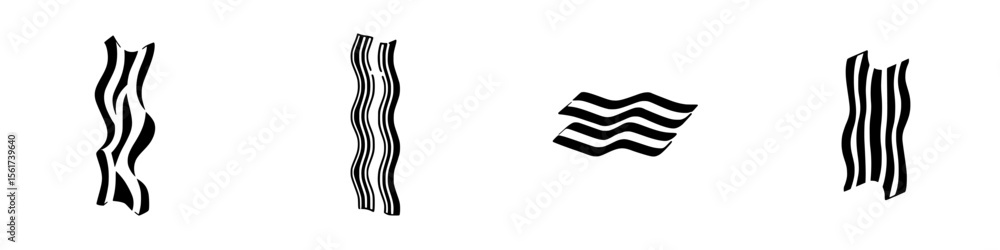 Aufkleber silhouette pictogram icons showcasing various wave and line designs in an isolated vector style