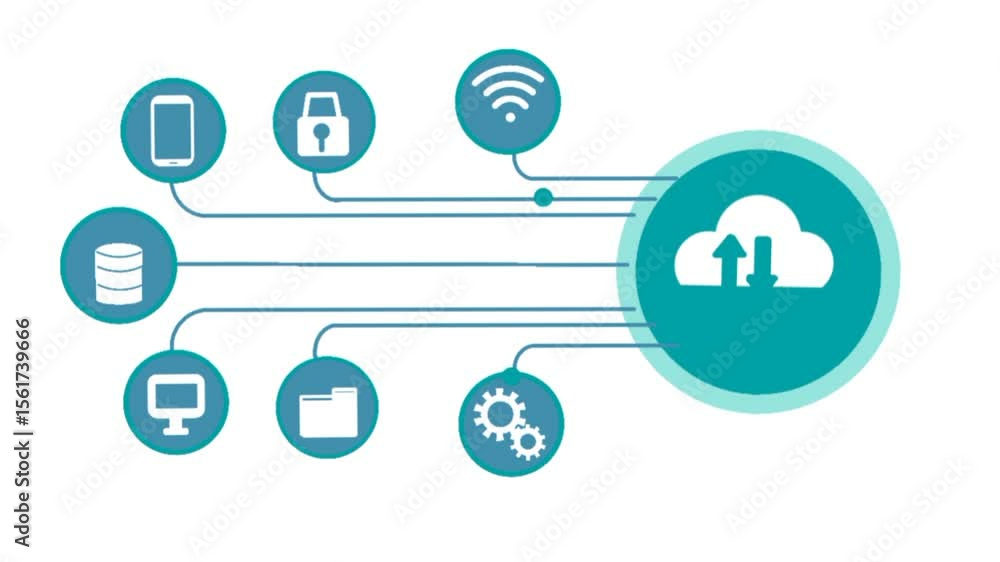 Poster cloud computing concept.cloud storage icon. it seamlessly integrates with devices like smartphones a