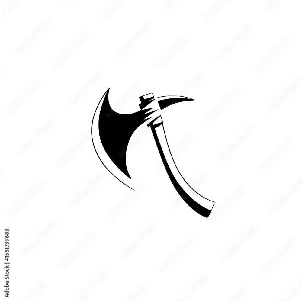 Poster unique silhouette pictogram of a battle axe icon designed for versatile applications in various crea