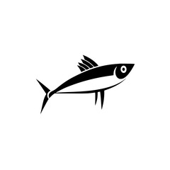 Fototapeta premium Silhouette pictogram of a fish, ideal for aquatic themes and culinary designs, created as a vector icon suitable for various uses