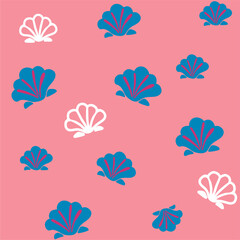 Pink seamless pattern with seashells