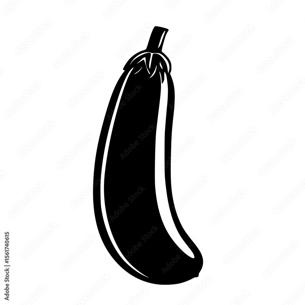 Poster isolated vector silhouette of a single eggplant on a plain background for graphic design elements