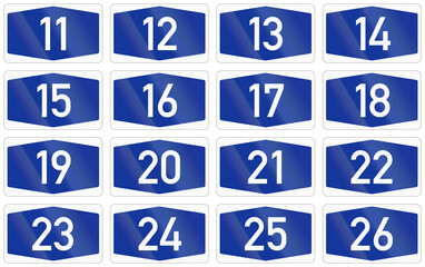 Collection of Numbered highway shields of German Autobahn system