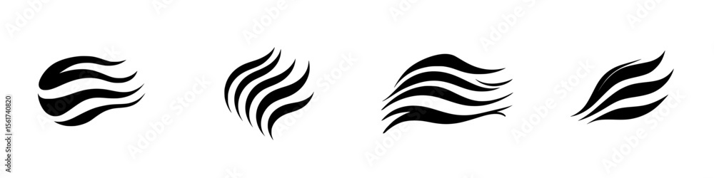 Poster silhouette pictogram set showcasing elegant flowing shapes for design and artistic applications