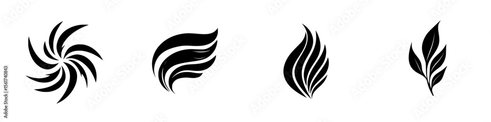Poster creative silhouette pictogram collection featuring various abstract patterns representing nature and
