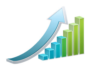 Sound progression with increasing waves, smooth 3d volume symbol in blue gradient