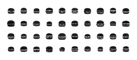 Burger Bundle Silhouette - 40 Vector 