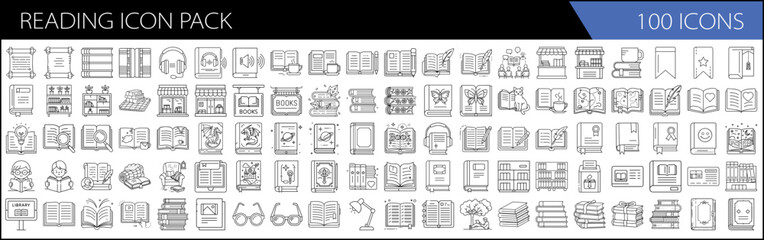 one hundred Book & Study Line Icons, Reading Icon Pack