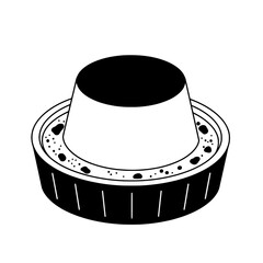 Sweet Treat Silhouette: A minimalist monochrome illustration of a tempting pudding in a small container, highlighting its delicious form.