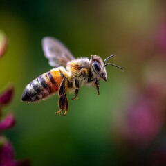Bee flying in the garden