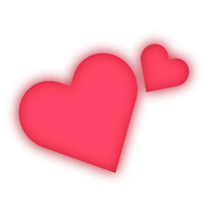 Two Glowing Red Hearts – Neon Love Symbol Vector on Transparent Background