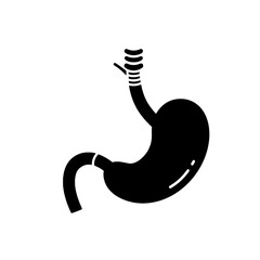 Obraz premium Digestive system silhouette: A detailed black and white silhouette of a stomach, offering a clear and educational representation of human anatomy.