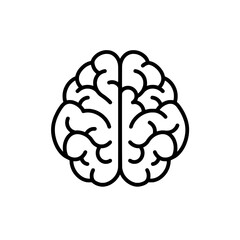 Human Brain Icon: A simple yet detailed line drawing of a human brain, ideal for educational materials or presentations on neurology, psychology, or cognitive science.