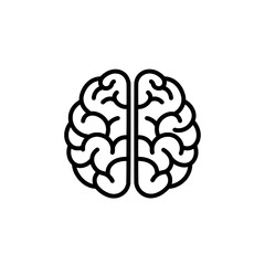 Brain icon: A minimalist brain icon, a symbol of intellect, thought, and creativity, is depicted with clean lines.