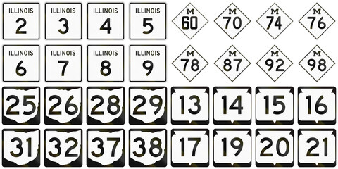 Collection of Route shields in different states of the US