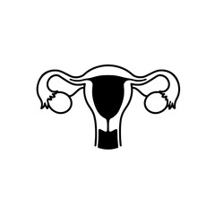 The Essence of Anatomy: A stark black and white depiction of the female reproductive system, rendered in a simple yet informative line art style, showcasing the intricacies of the body.