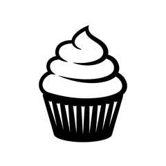 Simple Cupcake Silhouette: A classic cupcake with a swirl of creamy frosting. A perfect design, ideal for food and dessert themes.