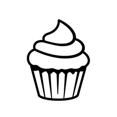 Cupcake Silhouette: A simple and elegant outline of a delectable cupcake, with fluffy frosting. The image captures the essence of sweetness and indulgence.