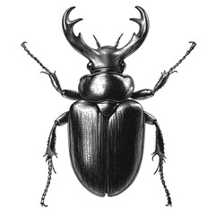 Antique Beetle Sketch - Natural History Illustration