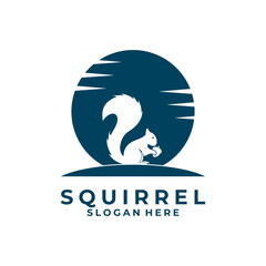 Squirrel and Moon logo design vector. Squirrel animal logo design template