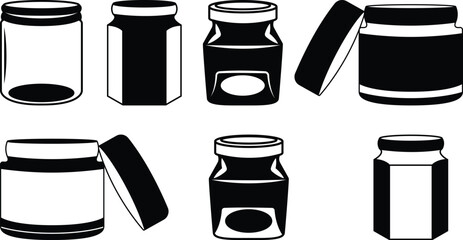 Glass Jars Eps, Vector File Black and White