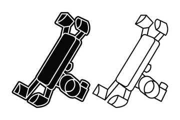 Mobile phone stand holder art silhouette vector line art on white background