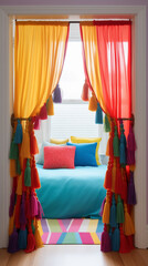 colorful pillows on the bed