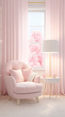 Kids room decoration in pastel pink color