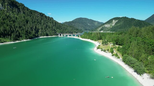 Germany, Bavaria, Fall, aerial view to Sylvensteinspeicher