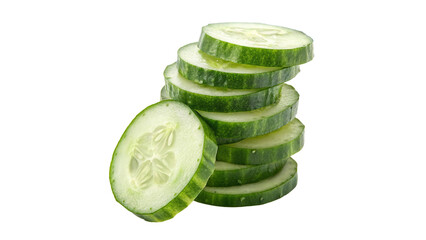 cucumber slices stack  isolated on a transparent background