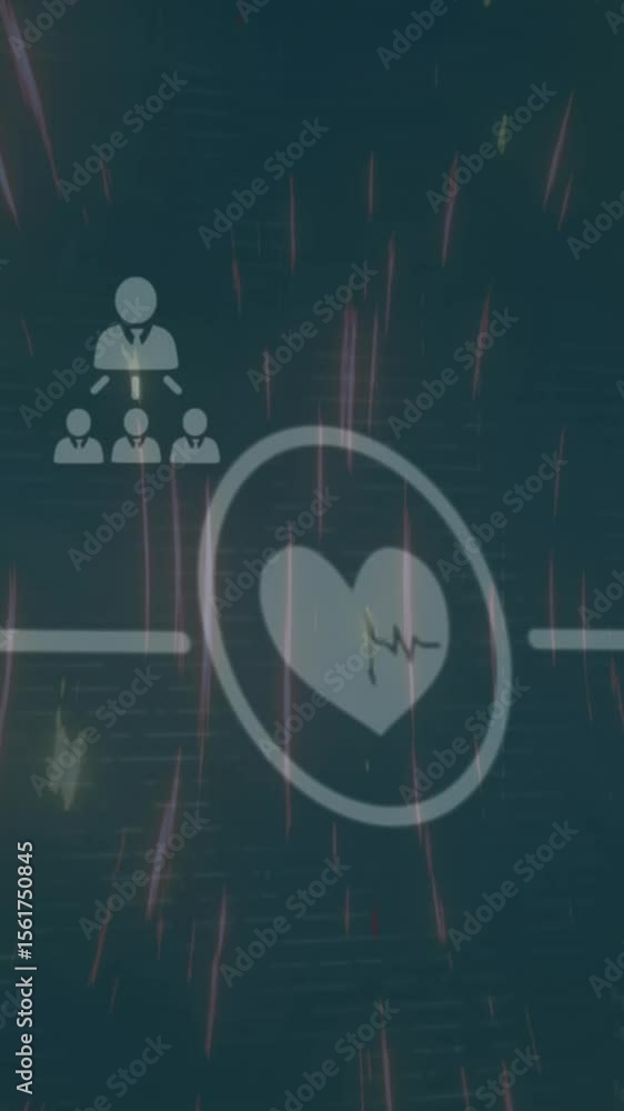 Aufkleber Animation of flowchart and profile icons over circular abstract pattern against abstract background