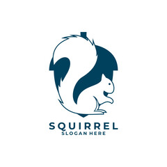 Squirrel and nut logo design vector template