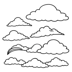 Cloud flat design black outline on a white background