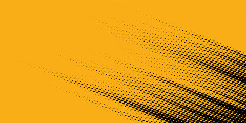 Black halftone pattern. Retro comic gradient background. Bright orange pixel dotted texture overlay. Cartoon pop art faded gradient pattern.vector illustration.