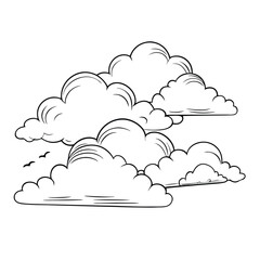 Cloud flat design black outline on a white background