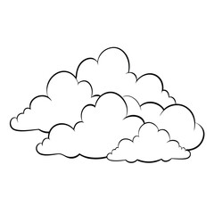 Obraz premium Cloud flat design black outline on a white background