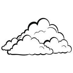 Fototapeta premium Cloud flat design black outline on a white background