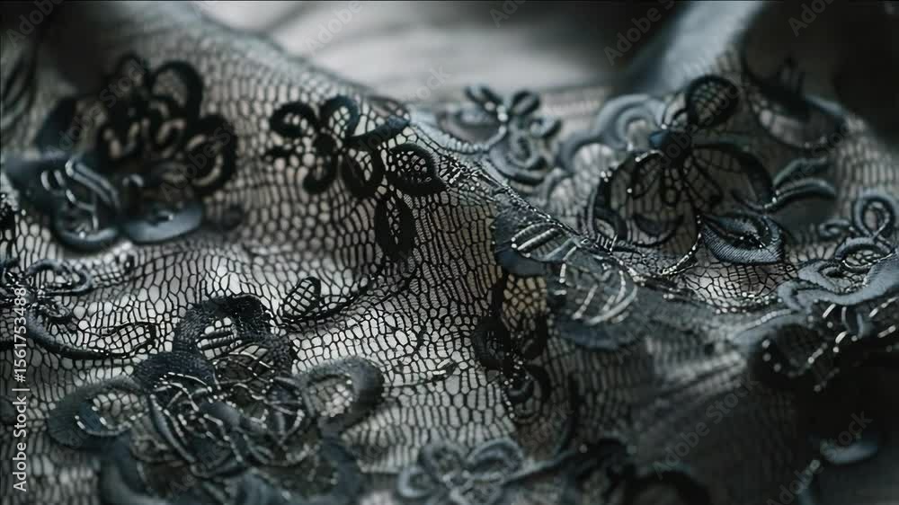 Poster close-up of lace fabric with intricate designs and patterns.