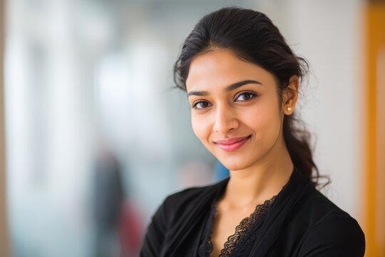 Indian Seller. Cheerful Businesswoman in Casual Setting, Ready to Assist Customers