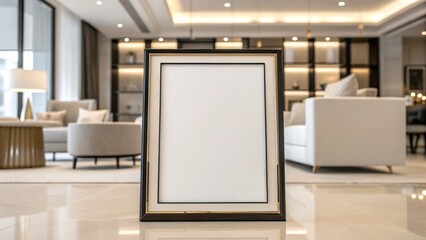 Elegant Blank Frame Mockup: Modern Luxury Living Room Interior Design