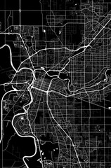 USA California Sacramento City Minimalist Street Road Line Art Monochrome Black and White Aesthetic Decoration Map